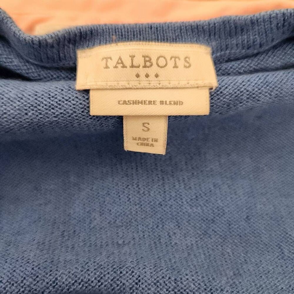 Talbots Women's small cashmere blend royal blue soft 3/4 sleeve sweater - Picture 4 of 6
